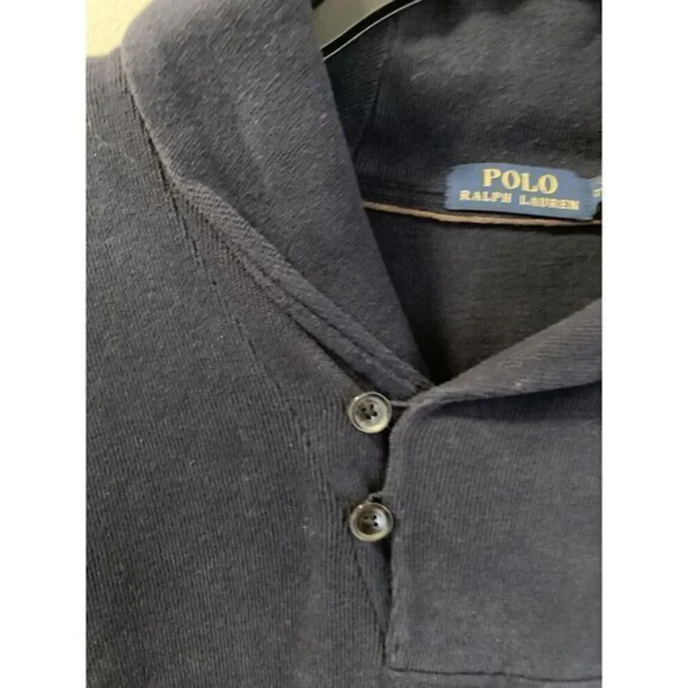 Polo Ralph Lauren Sweater 2XLT Navy Blue Suede Elbow Heavyweight Big &‎ Tall